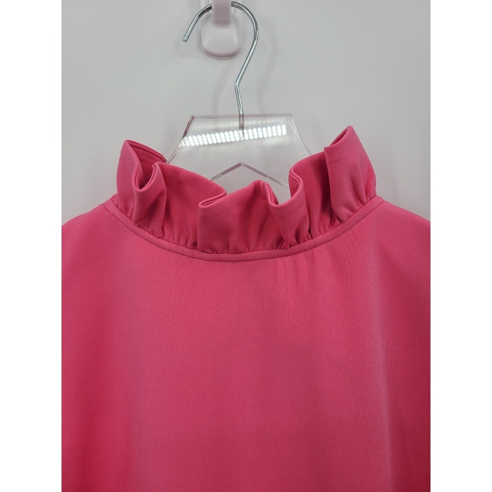 Tuckernuck XXL Hot Pink Blythe Ruffle Neck Bow Mini Dress Barbie Coquette - Picture 4 of 15